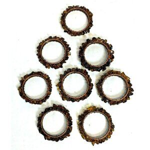 Leila's Linens Golden Brown Harvest Glass Napkin Rings SET OF 8  Made In India,